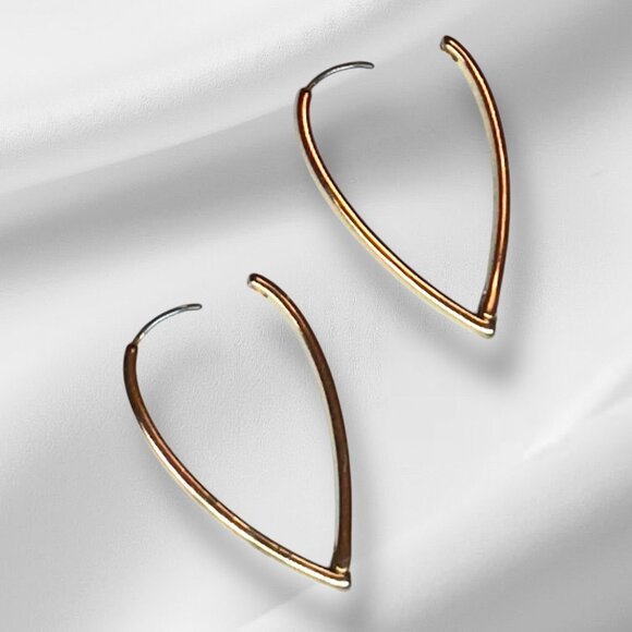 Gold Tone Pierced Earrings Cone Shape Costume Jewelry - Picture 2 of 3